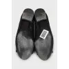 Black quilted leather ballet flats