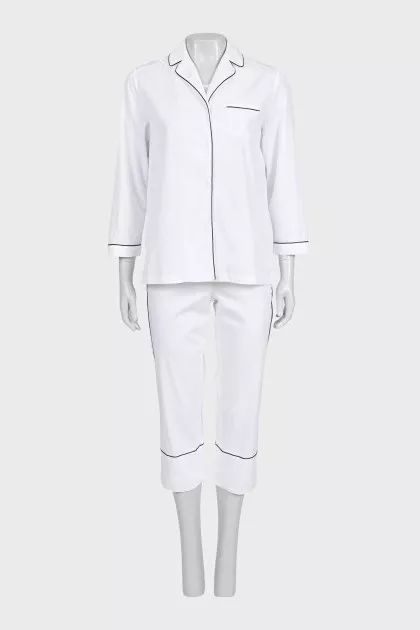 White suit with cropped trousers