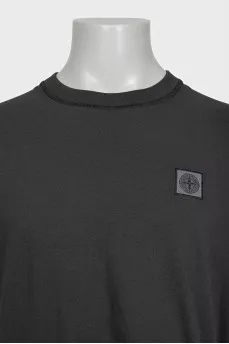 Men's black T-shirt with embroidered logo