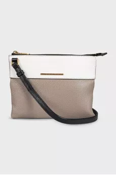 Two-tone leather crossbody bag