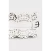 Wide leather belt with perforations
