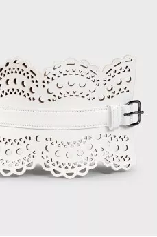 Wide leather belt with perforations
