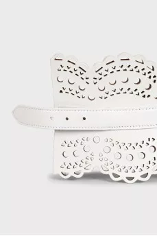 Wide leather belt with perforations