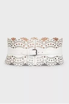 Wide leather belt with perforations