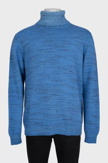 Men's blue turtleneck sweater