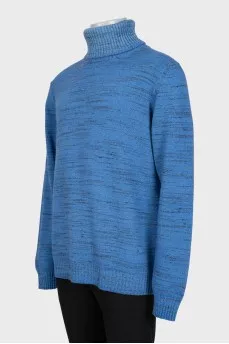 Men's blue turtleneck sweater