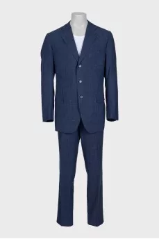 Men's straight-cut wool and silk suit