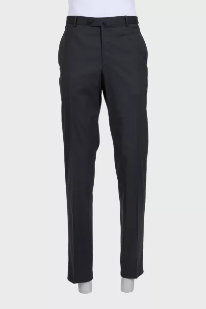 Men's straight-cut wool and silk trousers