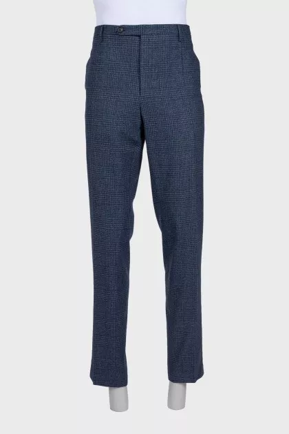 Men's checkered wool trousers
