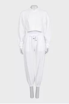 White tracksuit with a cropped jacket