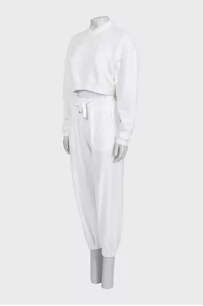 White tracksuit with a cropped jacket