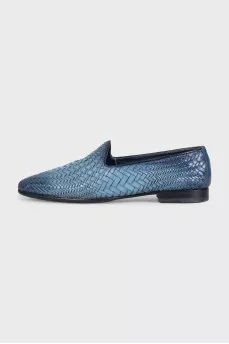 Men's blue leather shoes