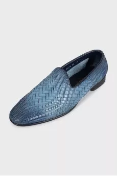 Men's blue leather shoes