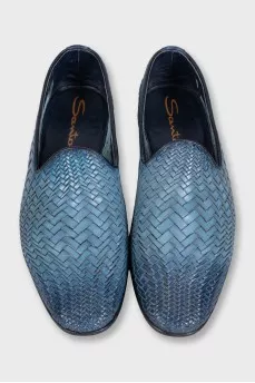 Men's blue leather shoes