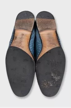 Men's blue leather shoes