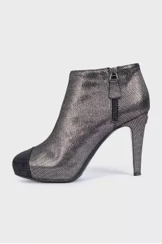 Shiny suede stiletto ankle boots