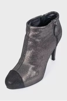 Shiny suede stiletto ankle boots