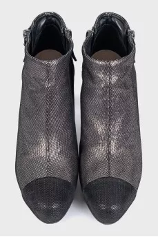 Shiny suede stiletto ankle boots