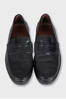 Leather loafers with high soles