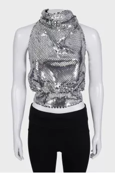 Silver backless top