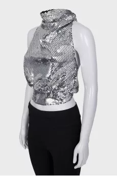 Silver backless top