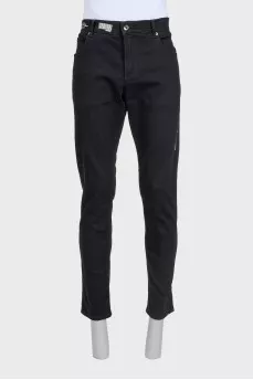 Men's black jeans with print