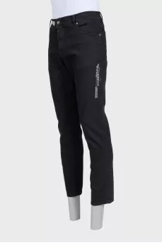 Men's black jeans with print