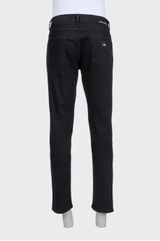 Men's black jeans with print