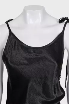 Black satin dress with ties