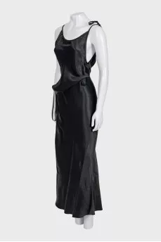 Black satin dress with ties