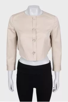 Beige cropped button-down jacket