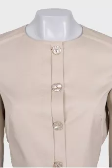 Beige cropped button-down jacket
