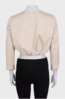 Beige cropped button-down jacket
