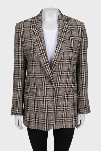 Houndstooth print button-down jacket