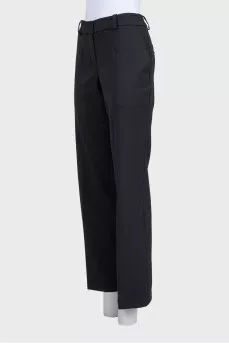 Straight-leg wool trousers with a mid-rise