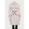 Beige trench coat with silk insert
