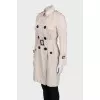 Beige trench coat with silk insert