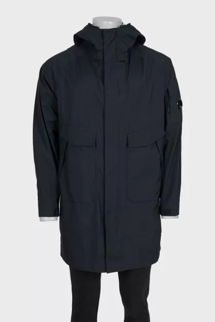Men's black jacket with a hood