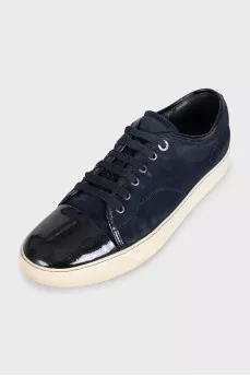 Men's dark blue suede sneakers
