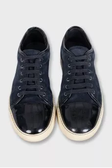 Men's dark blue suede sneakers