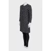 Black coat with print and hooks