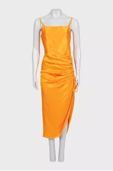 Orange ruched dress with tag