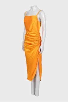 Orange ruched dress with tag