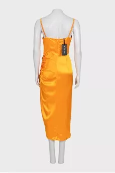Orange ruched dress with tag