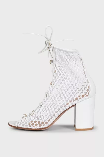 High fishnet heeled sandals