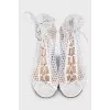 High fishnet heeled sandals