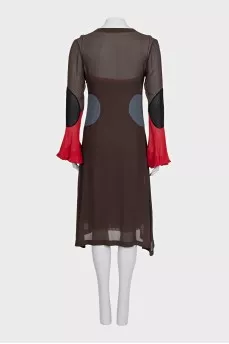 Brown dress with silk inserts
