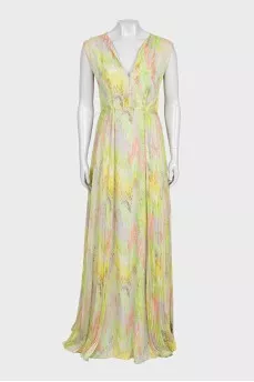 Green printed maxi dress