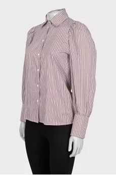 Straight-cut shirt with brown stripes