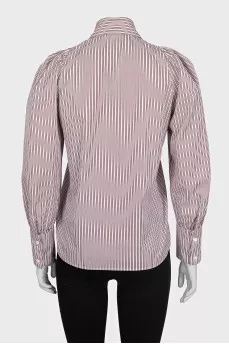 Straight-cut shirt with brown stripes